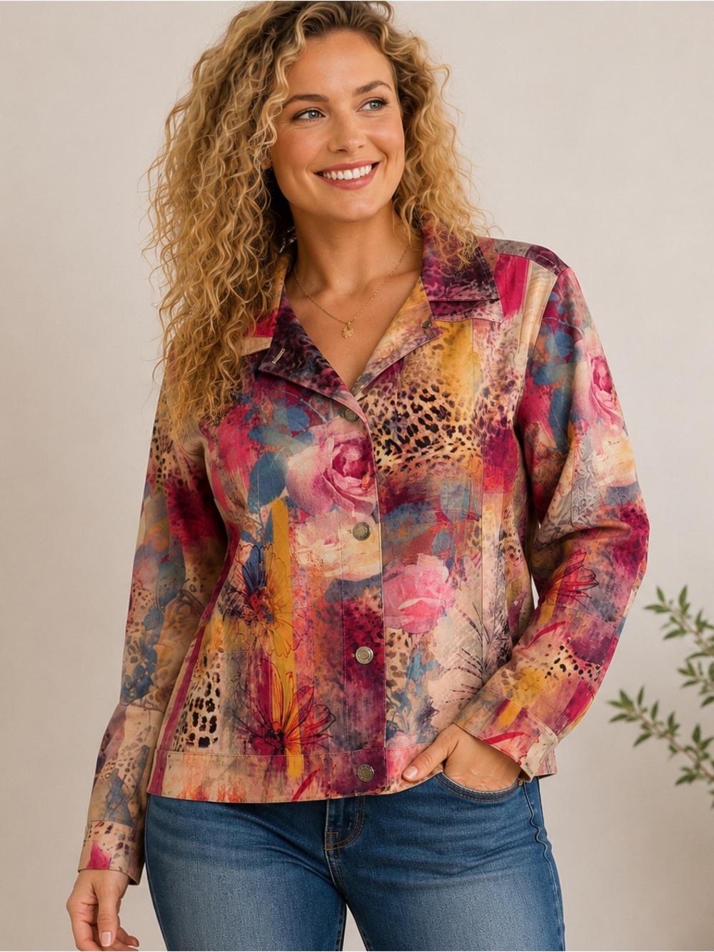 Impulse California Abstract Animal Print Jacket | Size Medium